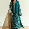 Fresh Green Jacquard Embroidered Suit with Printed Chiffon Dupatta