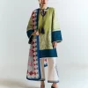 Light Green Embroidered Cotton Suit with Geometric Silk Dupatta