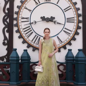 Playful Lime Green Embroidered Lawn Suit with Tropical Chiffon Dupatta