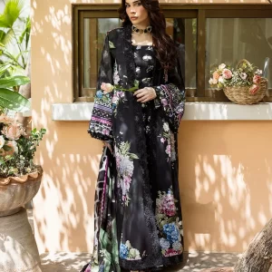 Elaf Prints with Chiffon Dupatta - Midnight Bloom