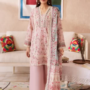 Mausummery Digital Printed Lawn Unstitched 3 Piece Suit - Tourmaline - MU25USS4 - Light Pink - Summer Collection