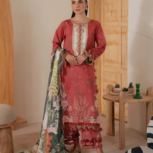 Lumea Prints 3 Piece Lawn Suite - RED