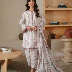 Lumea Prints 3 Piece Lawn Suite - T PINK