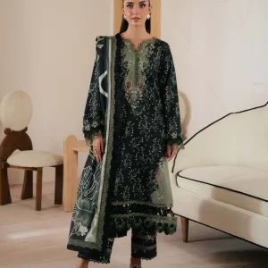 Lumea Prints 3 Piece Lawn Suite - DK GREEN