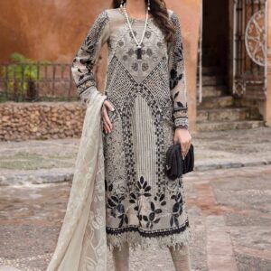 Maria.B 3 Piece Unstitched Embroidered Paper Cotton Suit | D-2510-B