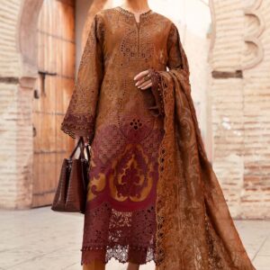 Maria.B 3 Piece Unstitched Embroidered Paper Cotton Suit | D-2501-B
