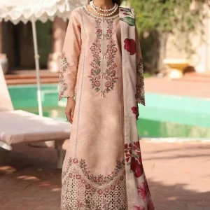 ALIZEH 3 Piece Unstitched Embroidered Printed Suit | AF-EPL-7036-CLOVER