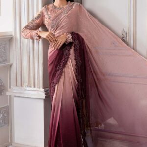 Maria.B Unstitched Embroidered Chiffon Saree | BD-3001