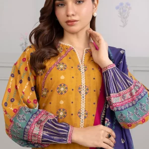 Zellbury Latest Collection – 3PC Mustard Printed Lawn Suit