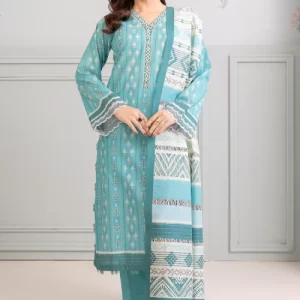 Zellbury Lawn Collection 25 – Aqua Printed 3-Piece Unstitched Suit - WUS25X30427