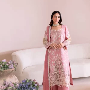 Manara Embroidered Lawn 3 Pice Suite | Magnolia Garden 25 - TEAROSE