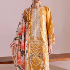 Manara Embroidered Lawn 3 Pice Suite | Magnolia Garden 25 - MARYGOLD