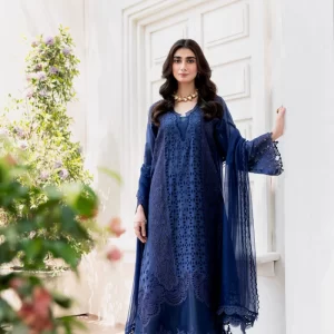 Manara Embroidered Lawn 3 Pice Suite | Magnolia Garden 25 - INDIGO