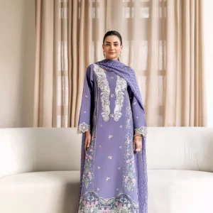 Manara Embroidered Lawn 3 Pice Suite | Magnolia Garden 25 - ORCHID