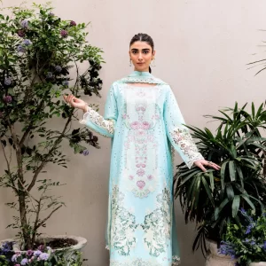 Manara Embroidered Lawn 3 Pice Suite | Magnolia Garden 25 - AZURE