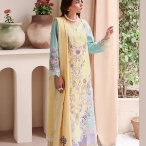 Manara Embroidered Lawn 3 Pice Suite | Magnolia Garden 25 - MACARON
