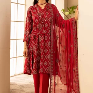 KHOOBSURAT 3-Pc Unstitched Luxurious-Embroidered Lawn with Pure Embroidered Bamberg Chiffon Dupatta