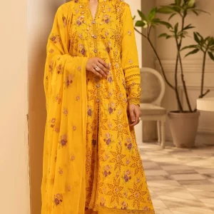 KHOOBSURAT 3-Pc Unstitched Luxurious-Embroidered Lawn with Pure Embroidered Bamberg Chiffon Dupatta