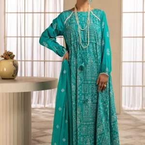 KHOOBSURAT 3-Pc Unstitched Luxurious-Embroidered Lawn with Pure Embroidered Bamberg Chiffon Dupatta