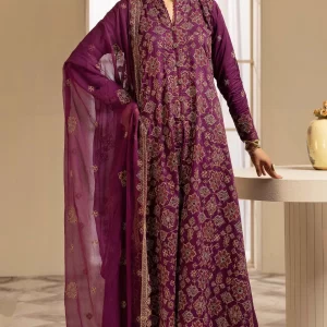 KHOOBSURAT 3-Pc Unstitched Luxurious-Embroidered Lawn with Pure Embroidered Bamberg Chiffon Dupatta