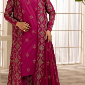 KHOOBSURAT 3-Pc Unstitched Luxurious-Embroidered Lawn with Pure Embroidered Bamberg Chiffon Dupatta