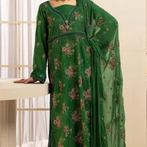 KHOOBSURAT 3-Pc Unstitched Luxurious-Embroidered Lawn with Pure Embroidered Bamberg Chiffon Dupatta