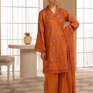 KHOOBSURAT 3-Pc Unstitched Luxurious-Embroidered Lawn with Pure Embroidered Bamberg Chiffon Dupatta