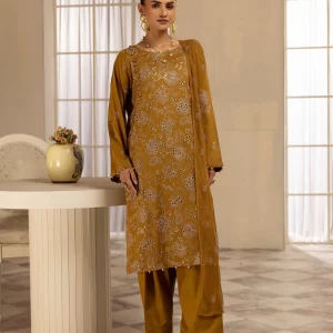 KHOOBSURAT 3-Pc Unstitched Luxurious-Embroidered Lawn with Pure Embroidered Bamberg Chiffon Dupatta