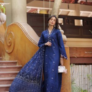 Unstitched 3-PC Embroidered Luxury Lawn Handwork Laserkari Noor By Saadia Asad