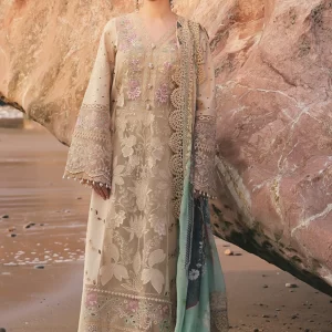 Embroidered Lawn Unstitched 3 Piece - SL-83 AYZAL - - Peach - Summer Collection
