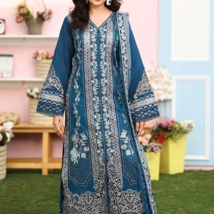 Imrozia Denim Blue Embroidered Lawn Suit