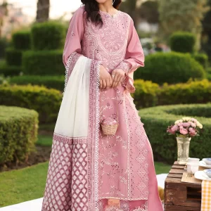 Imrozia Pink Embroidered Lawn Suit | SL 93 ISRA
