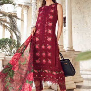 Maria. B 3 Piece Unstitched Printed Embroidered Lawn Suit