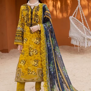 Gardenia by Nureh Embroidered Viscose Slub Linen Unstitched 3 Piece Suit - NWG-87