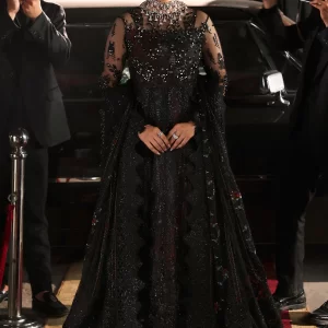 Nureh Jhoomro Luxury Embroidered Net Unstitched 3 Piece Suit - NL-87 Fayra - Black - Formals Collection