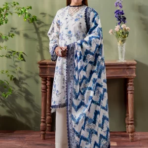 Mausummery Digital Printed Lawn Unstitched 3 Piece Suit - Gul-e-Nasrin - White - Spring Summer Collection