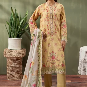 Mausummery Digital Printed Lawn Unstitched 3 Piece Suit - Gul-e-Nargis - Yellow - Spring Summer Collection
