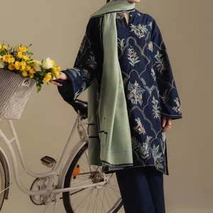 Coco by Zara Shahjahan Unstitched Winter Khaddar Embroidered Suits with Shawl - Amber-1B