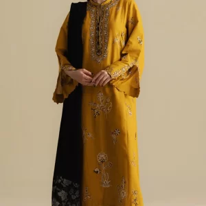 Coco by Zara Shahjahan Unstitched Winter Khaddar Embroidered Suits with Shawl - Dawn-5A