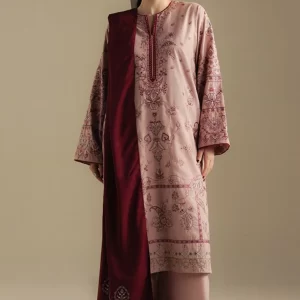 Coco by Zara Shahjahan Unstitched Winter Khaddar Embroidered Suits with Shawl - Bloom-6A
