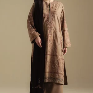 Coco by Zara Shahjahan Unstitched Winter Khaddar Embroidered Suits with Shawl - Bloom-6B
