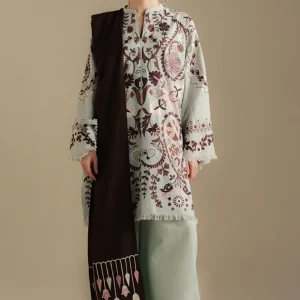 Coco by Zara Shahjahan Unstitched Winter Khaddar Embroidered Suits with Shawl - Breeze-7A