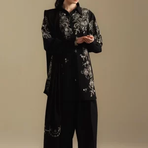Coco by Zara Shahjahan Unstitched Winter Khaddar Embroidered Suits with Shawl - Laurel-9A