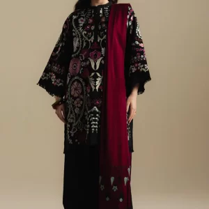 Coco by Zara Shahjahan Unstitched Winter Khaddar Embroidered Suits with Shawl - Breeze-7B