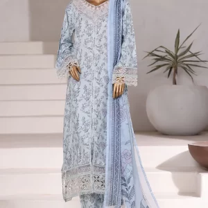 Viscose - Stitched Embroidered 3piece with Chiffon Dupatta - Sky Blue