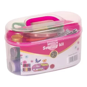 Double-Layer Sewing Kit Box with Threads, Scissors & Needles