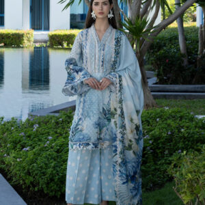 ELAF Santorini Unstitched - 3 Piece - EPN-1A OCEAN PETALS